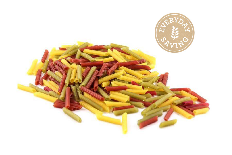 50403-Tricolour-pasta-1-with-logo Organic Quinoa, Rice, Spinach and Beetroot Pasta image