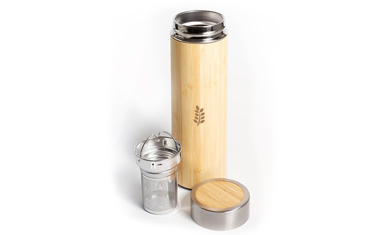 image 03 tea flask with filter out and lid off 1 Bamboo Tea Flask 450ml image